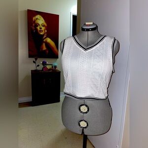 White cable knit sweater vest